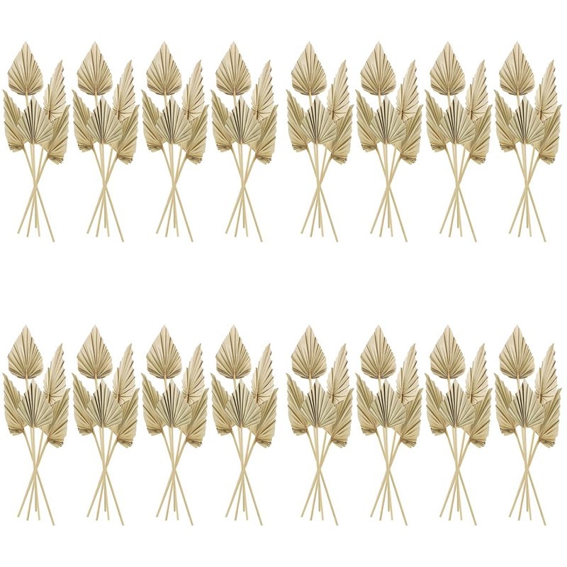 Palm Leaf Dried - ใบปาล์มแห้งสไตล์โบโฮ 80 ชิ้น, พัดปาล์มแห้งขนาดเล็ก, ใบปาล์มแห้งพร้อมก้านสำหรับตกแต่งแจกัน